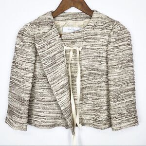 Zara Cream Gold Striped Cropped Blazer